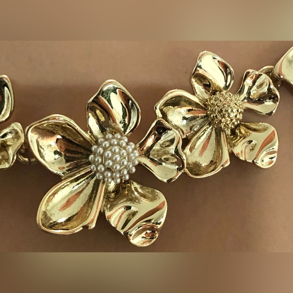 J. Crew Gold Floral Necklace